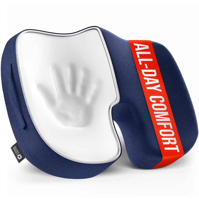 5 STARS UNITED Seat Cushion for Tailbone Pain Relief – Memory Foam Lifting Pillow for Coccyx, Hip, Hemorrhoid, Sciatica & Post-Surgery Recovery – Wheelchair, Car, Desk, Gaming & Office Chairs, D Blue