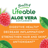 Lifeable Aloe Vera Supplement Gummies for Adults - 10,000 mg - Great Tasting Natural Flavored Gummy - Gluten Free, Vegan, non-GMO Chewable - for Adults, Men, Women - 60 Gummies - 30 Doses