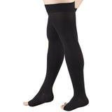 Truform 20-30 mmHg Compression Stockings for Men and Women, Thigh High Length, Dot-Top, Open Toe, Black, X-Large