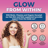 Organic Biotin Vitamins for Hair Skin and Nails Health Support - Vegetarian-Friendly Hair Skin Nails Vitamins for Women with Vitamin E & Biotin 5000mcg to Help Produce Keratin - 120 Biotin Supplement