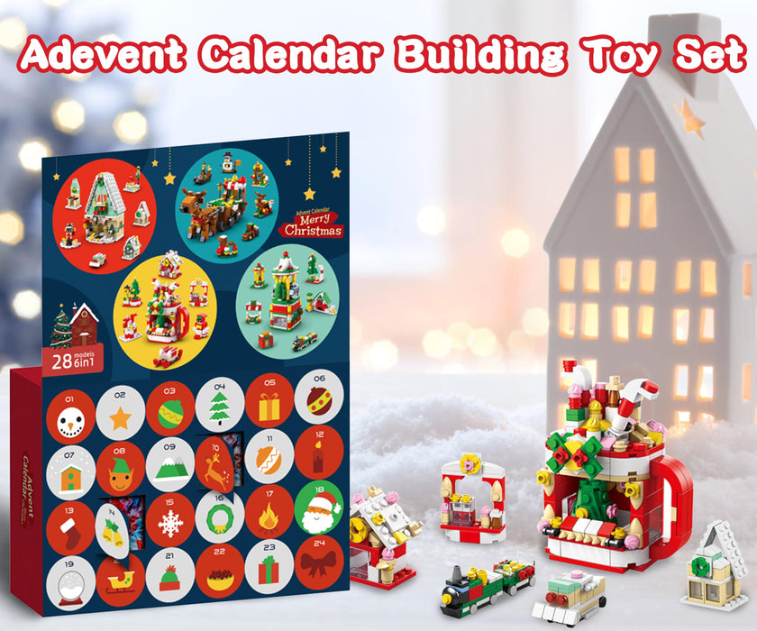 QIFUN 6 In 1 Building Blocks - Advent Calendar 2024 Including 24 Christmas Theme Toys for Boys Girls Christmas Countdown Calendar Stocking Stuffer Christmas Gifts for Kids Adult (1099 PCS)