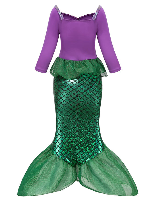 Oumbivil Mermaid Princess Dress Ariel Costume for Grils Cosplay Birthday Party Halloween Costumes OU047M