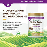 NaturVet VitaPet Senior Daily Vitamin Dog Supplements Plus Glucosamine – Includes Full-Spectrum Vitamins, Minerals – Joint Support for Older, Active Dogs – 120 Ct. Soft Chews