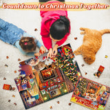 Advent Calendar 2024 Christmas Jigsaw Puzzle - 1008Pcs 24 Days of Christmas Countdown Calendar Xmas Fireplace Puzzle for Kids Christmas Gift Toys