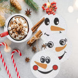 8 Pcs Christmas Snowman Face Diamond Coasters Kits Christmas Snowman Face DIY Coasters with Holder Holiday Xmas Holiday Diamond Coasters for Beginner Adult Winter Christmas Gift