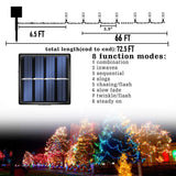 Dazzle Bright 2 Pack Total 400LED 132FT Warm White Christmas Solar String Outdoor Lights, Solar Powered with 8 Modes Waterproof Fairy Lights for Bedroom Patio Garden Tree Party Yard Decoration