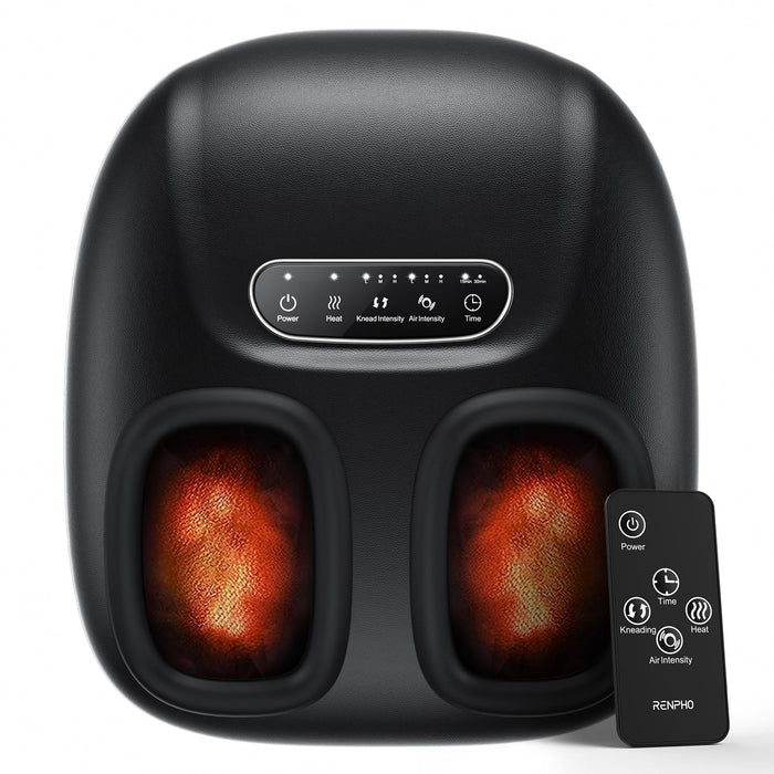 RENPHO Shiatsu Foot Massager with Heat, Electric Foot Massager with Remote for Pain Relief, 3 Knead Intensities and 3 Air Intensities Size Up to 11