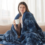 Bedsure Soft Tie Dye Navy Throw Blanket for Couch, Fluffy Fuzzy Blankets & Throws for Bed, Sofa, Cozy Plush Sherpa Fleece Faux Fur Blanket, Thick Warm Christmas Blanket Gifts for Women, Men, 50x60