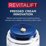 L'Oreal Paris Revitalift Pressed Night Cream, Retinol + Niacinamide, Reduces Wrinkles, Fragrance Free, 1.7 oz + Serum Sample