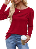 Womens Blouses Dressy Casual Long Sleeve Tops Christmas Sweaters Lightweight Pleated Fall Sweaters for Leggings Red 2XL