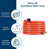 CAMCO Rhino 25-Ft Clean-Out Camper/RV Black Water Hose | Features a Heavy-Duty PVC Design & Bright Orange Color