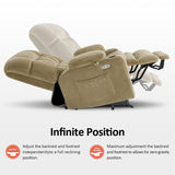 MCombo Small Dual Motor Power Lift Recliner Chair Sofa with Massage and Heat for Elderly People, Infinite Position, USB Ports, Fabric R7894 (Beige, Small-Wide)