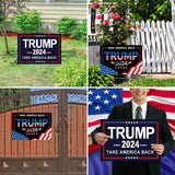 Trump Yard Signs 2024 with H-Stakes, 2 Pack 16" x 12" Double Sided Trump Yard Signs, Trump Take America Back Signs, Placard Voted for Trump Outdoor Lawn Yard Garden Decoration