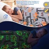 Construction Truck Toys Gifts for Boys - Glow in The Dark Excavator Blanket Birthday Easter Christmas Valentine's Day Present for Kids Age 1 2 3 4 5 6 7 8 9 10 Year Old Toddler Soft Throw 50"x60"