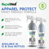 RepelWell Apparel Protect (24oz) Stain & Water Repellent Spray – Non-Toxic, Eco-Friendly, Pet-Safe Sprays for Clothing & More