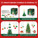 Advent Calendar 2024 Christmas Tree Building Toy Set with LED light, 1066 Pieces Christmas Countdown Calendar, 24 Days Building Block for Kids Adult Creative Gifts for Adults Teens Girls Ages 8+