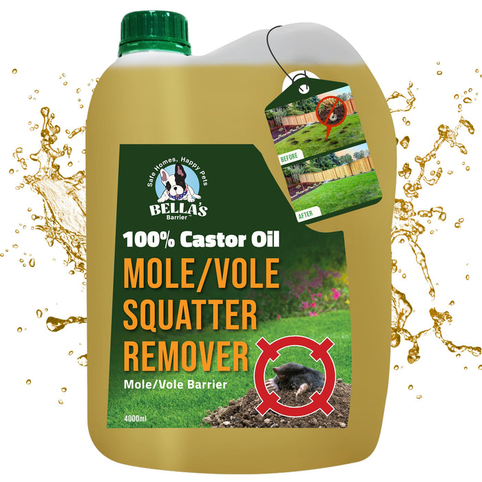 100% Castor Oil for Mole for Lawns Getting Rid of Ground Moles - Most Effective Way to Remove Gopher, Mole, Vole Castor Oil - Pet Safe, Food Grade (1 Gallon)