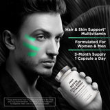 Amen Biotin Collagen Vitamins+ Advanced Hair, Skin, Nail & Immunity Support - 10,000mcg Biotin, Collagen, Keratin, Vitamins C & E, Folate, Hyaluronic Acid, MSM - 3-Month Supply, Non-GMO - 90 Capsules