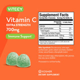 Vitamin C Gummies for Adults & Teens, 700mg Extra Strength - Immune Support Gummies - Immune Booster - Vegan, Gelatin Free, Gluten Free - Tasty Vitamin C Chewable Sour Apple Flavored Gummy