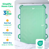 Improvia Transfer Board Bed Pad with Handles – Quick-Drying, 8-Handle Washable, Waterproof, Reusable Pad for Elderly, Bedridden, Transfer, Repositioning, Incontinence, & Mattress Protection, 34x52 in.