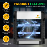 BUGG OFF Indoor Electric Bug Zapper, 2000 SQFT Coverage, 3500 Volts of Stunning Power, 40 Watts, Kills Mosquitos Gnats, Flys & More. 5 Year Warranty, X2 Free Replacment Bulbs