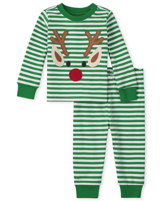 The Children's Place baby girls Family Matching Christmas Holiday Sets, Snug Fit 100% Cotton, Adult, Big Kid, Toddler, Pajama Set, Rudolph Stripe, 3T US