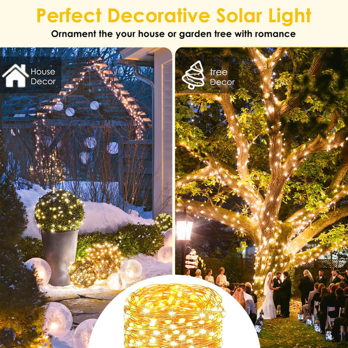 6-Pack Solar String Lights Outdoor, Extra-Long 600LED Solar Christmas Lights Waterproof, Solar Twinkle Lights Copper Wire 8 Modes Solar Fairy Lights for Xmas Tree Garden Party Wedding (Warm White)