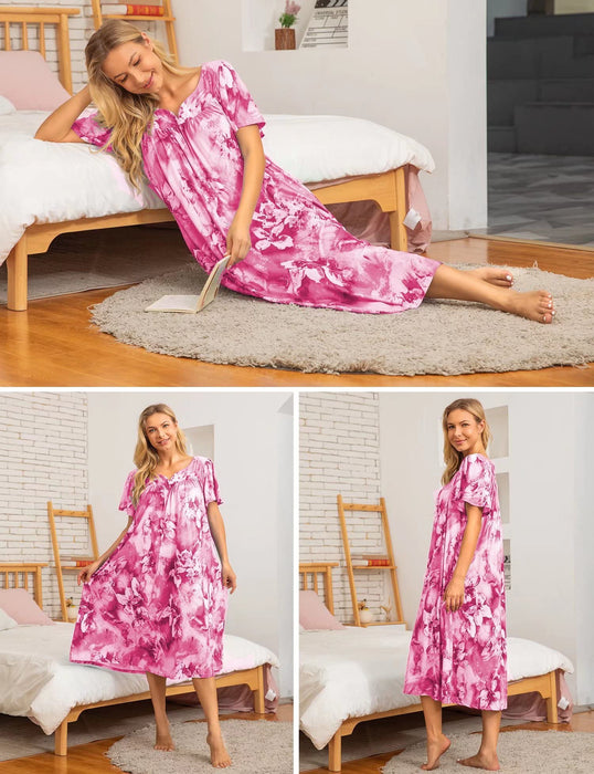 Bloggerlove Moo Moos Patio Dress Florar Nightgown Plus Size Dresses for Elderly Women House Dresses