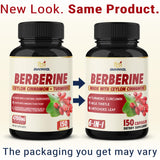 (10 Month Supply) 2 Packs Berberine Supplement 6-in-1-300 Caps - Plus Ceylon Cinnamon, Milk Thistle, Turmeric, Artichoke - Berberine HCl