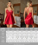 Avidlove Christmas Lingerie Satin Nightgown Sexy Lingerie Lace Lingerie Set Sexy Babydoll V Neck Sleepwear Strap Chemise A Red