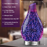 MAXWINER Essential Oil Diffusers Ultrasonic 3D Glass Aromatherapy Diffuser, Auto Shut-Off, Timer Setting, 7 Colors LED Lights Changing for Home, Office, Spa 120ml