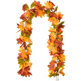 DearHouse 2 Pack Fall Garland Maple Leaf, 5.9Ft/Piece Hanging Vine Garland Artificial Autumn Foliage Garland Thanksgiving Decor for Home Wedding Fireplace Party Christmas (Green)