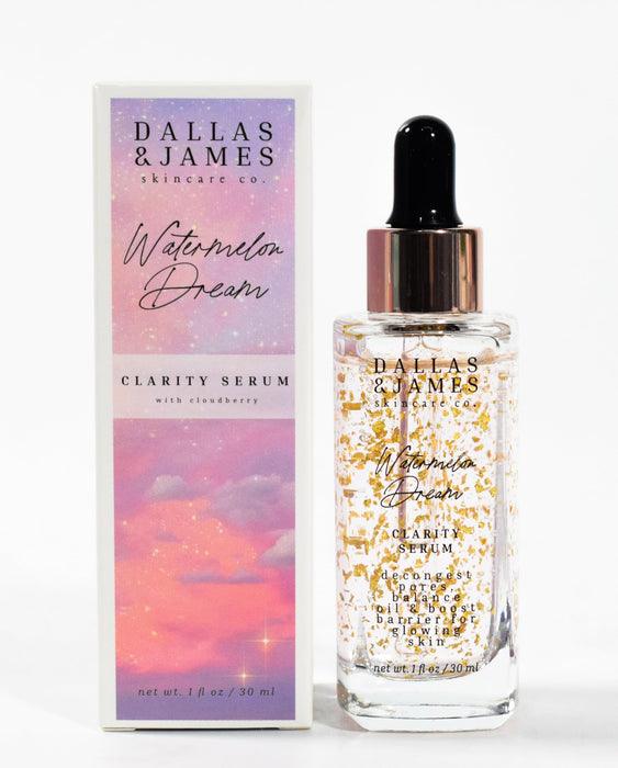 Dallas & James Skincare Co. Watermelon Dream Clarity Serum - with Cloudberry - Hydrate & Clear Clogged Pores with Salicylic Acid, Mandelic Acid + Niacinamide