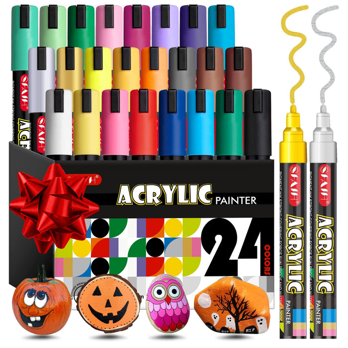 SFAIH Acrylic Creative Markers - 3mm Replaceable Nibs 24 Colors