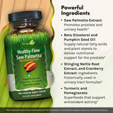 Irwin Naturals Healthy Flow Saw Palmetto with Zinc, Beta Sitosterols, Turmeric, Stinging Nettle & Pumpkin Seed - Promotes Healthy Prostate & Urinary Flow - Antioxidant Support - 60 Liquid Softgels