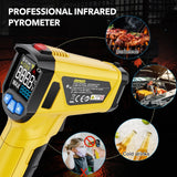 Infrared Thermometer - MESTEK Digital IR Laser Thermometer -58°F~1472°F Heat Temperature Gun with Adjustable Emissivity & Max Value, Non-Contact Surface Thermometer for Cooking, Freezer, Engine, HVAC