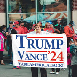 Probsin Trump Vance 2024 Flag 3x5 Ft Double Sided Trump Vance'24 Take America Back Flag Banner Party Supplies Home Decor Hanging Poster for College Room Man Cave Welcome Photo Backdrop (White)