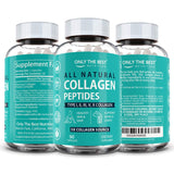 Only The Best Multi Collagen Peptides Capsules - 5X Absorption Hydrolyzed Collagen Supplement Types I II III V X Use for Hair, Skin, Nails, Tendons, and Bones | Grass-Fed Collagen Capsules for Women