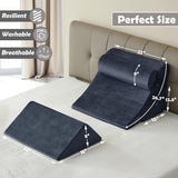 Ganaver 4 Pcs Orthopedic Bed Wedge Pillow Set – Post Surgery, Relaxing, Back & Adjustable Head Support Cushion – Triangle Memory Foam Pillow for Acid Reflux, Sleeping, Reading, Snoring (Navy)