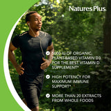 Natures Plus Source of Life Garden Vitamin D3-60 Vegan Capsules, Pack of 3 - Immune System Support - Certified Organic, Non-GMO, Gluten Free - 90 Total Servings