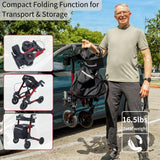 Henmnii Rollator Walker for Seniors and Adults, All Terrain walker with seat, Lightweight Foldable Aluminum Rolling walkers.