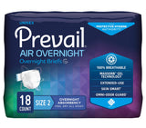 Prevail AIR Overnight Incontinence Briefs - Unisex Adult Incontinence Briefs with Tabs - Disposable Adult Diaper for Men& Women - Overnight Absorbency - Size 2, 18 Count Bag