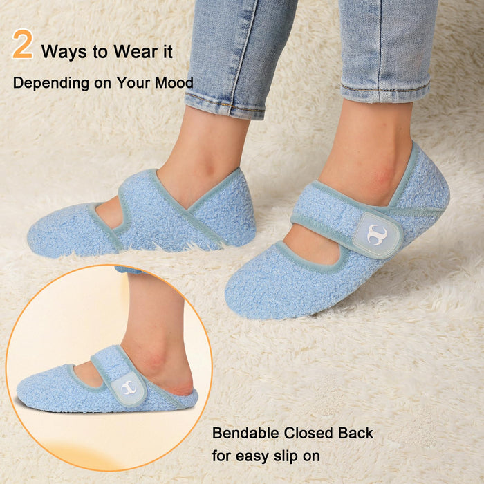 Diabetic Socks Slippers for Women Barefoot House Shoes Adjustable Wide Slippers Shoes Non-Slip Elderly Women Senior Mom Essentials Slippers Slip on House Slippers Size