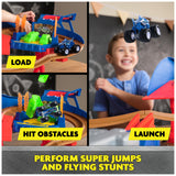 Monster Jam, Supercharge Speedway Playset, Megalodon and El Toro Loco Die-Cast Monster Trucks, Light Up World Finals Track Kids Toys for Boys Ages 3+