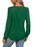 OFEEFAN Womens Tops Fall 2024 Christmas Shirts Long Sleeve Tunic Tops for Women Loose Fit Round Neck Green 2XL