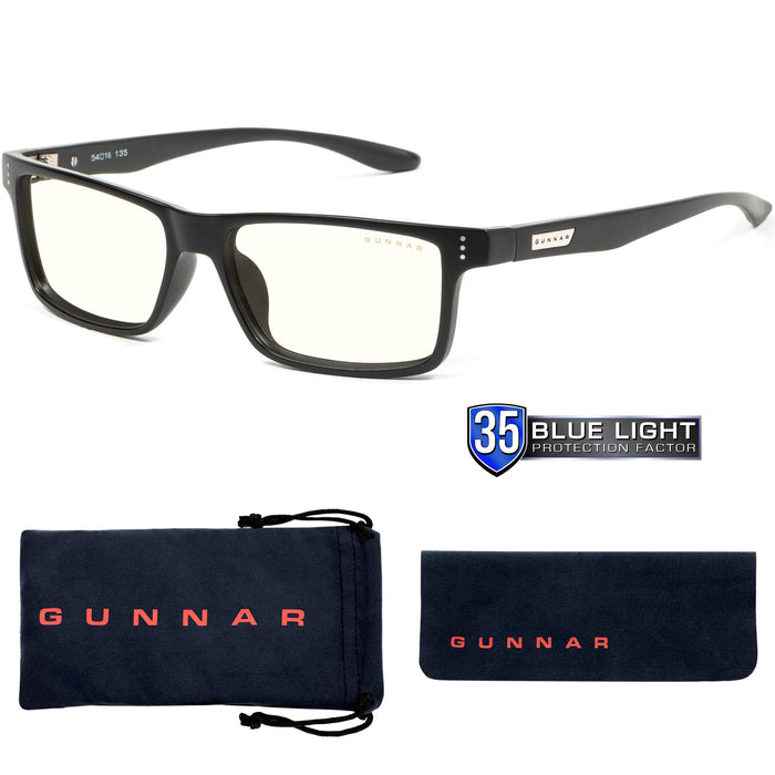 GUNNAR - Premium Reading Glasses - Blocks 35% Blue Light - Vertex, Onyx, Clear Tint, Pwr +1.0