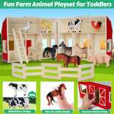 Farm Animals Toys for 3+ Year Old Toddlers Girls Boys, Big Wooden Barn Farm with Figures Animals Toy Pretend Play for Kids, Farm Playset Educational Learning Toys, Ideal Christmas Birthday Gifts