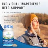 Ridgecrest Herbals ClearLungs Extra Strength, Natural Lung, Nasal Wellness Formula, Bronchial, Respiratory, Sinus, Mucus Support (120 Caps, 60 Serv)