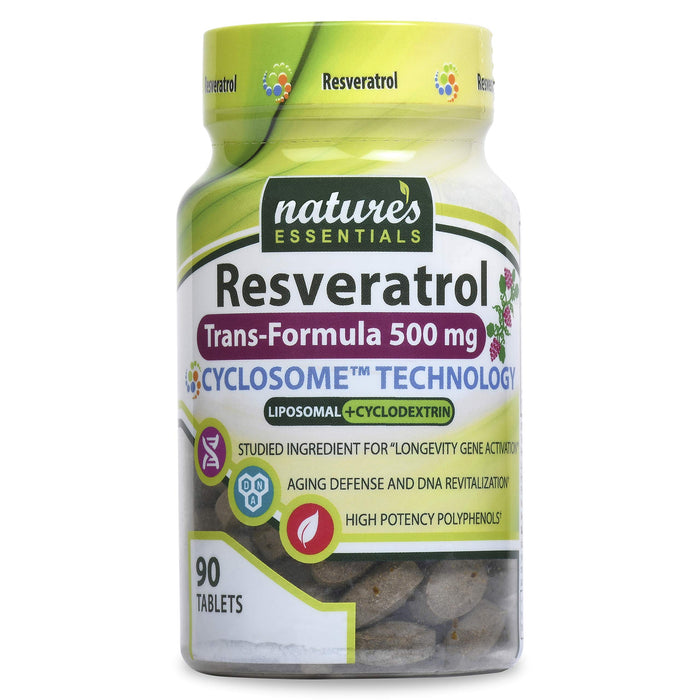 Nature's Essentials Resveratrol 500mg | Full Spectrum Trans-Resveratrol | Advanced Cyclosome Liposomal Delivery | Non-GMO, Gluten Free, Vegetarian | 90 Tablets