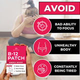 B12 Patches (Pack of 36) - 100% Natural Vitamin Patches for Women, Energy, Focus & Body Support, Self-Adhesive Transparent Patches - Enhanced Formula
